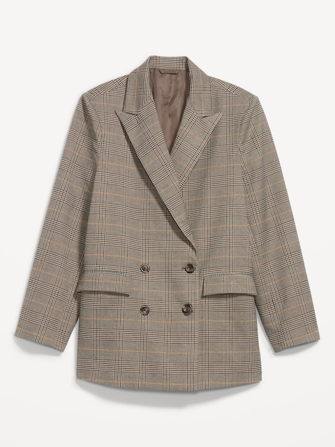 Oversized Twill Double-Breasted Blazer