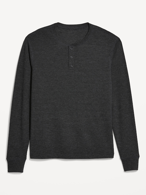 Long-Sleeve Waffle Henley T-Shirt