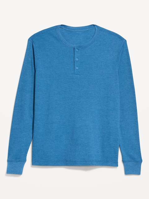 Long-Sleeve Waffle Henley T-Shirt