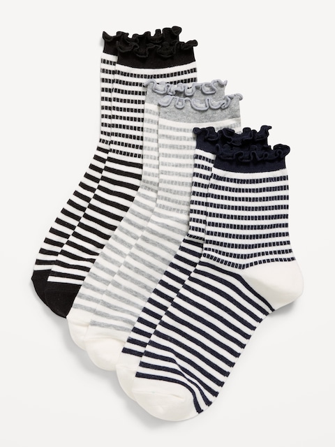 Ruffled Crew Sock 3-Pack for Women