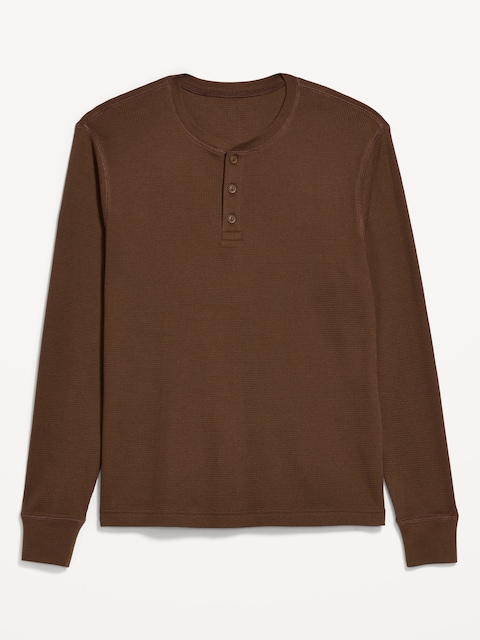 Long-Sleeve Waffle Henley T-Shirt