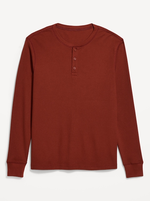 Long-Sleeve Waffle Henley T-Shirt