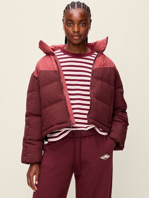 Water-Resistant Color-Block Puffer Jacket