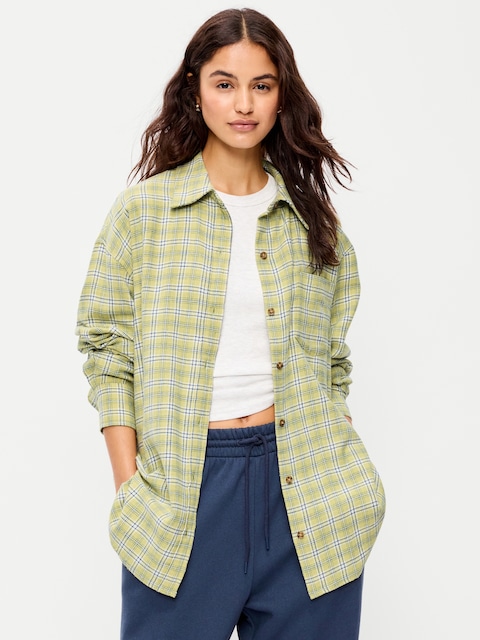 Oversized Button-Down Boyfriend Flannel Shirt