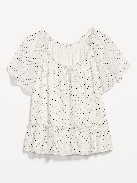 Chiffon Flutter-Sleeve Top