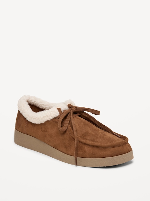 Sherpa-Lined Lace-Up Derby Shoes for Women
