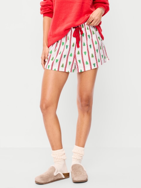 Flannel Boxer Pajama Shorts for Women