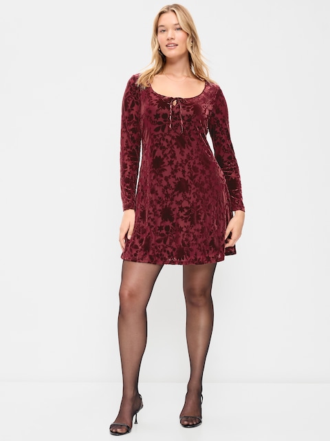 Floral Burnout Velvet Fit & Flare Mini Dress