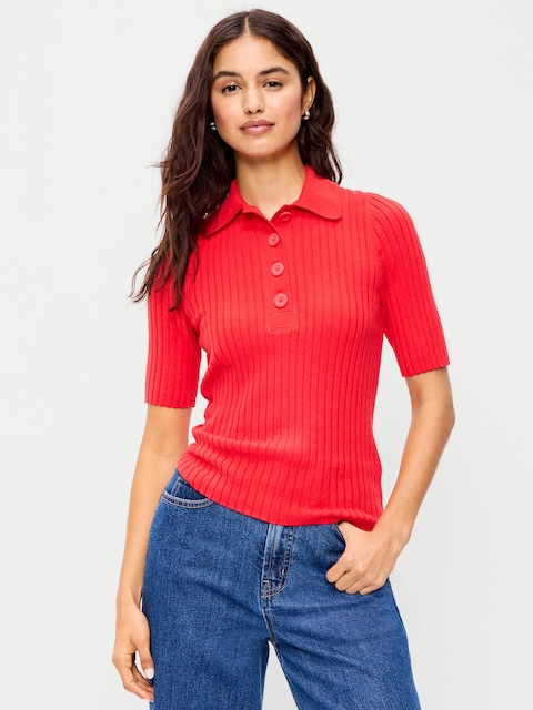 Short-Sleeve Ribbed Polo