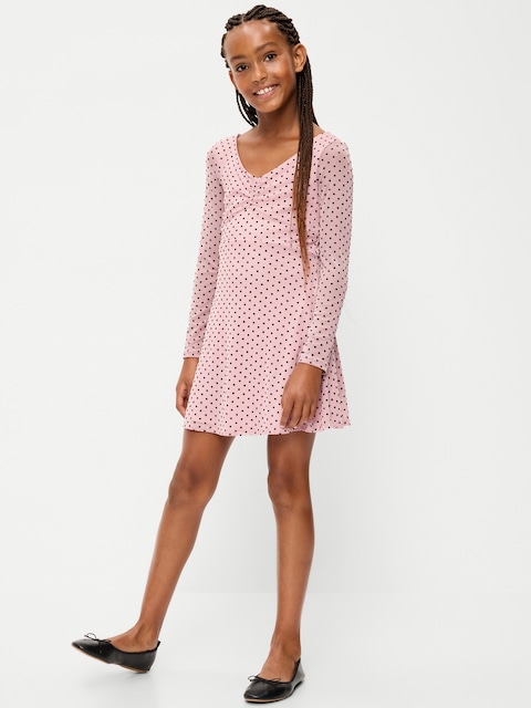 Fit and Flare Polka-Dot Mesh Dress for Girls