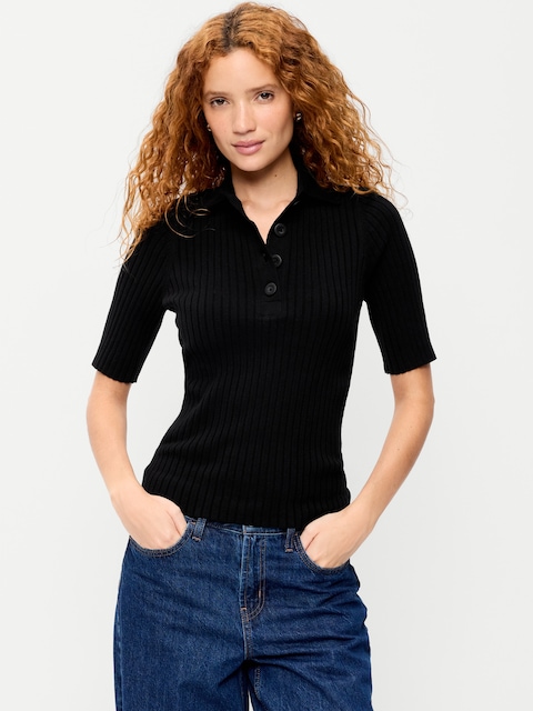 Short-Sleeve Ribbed Polo