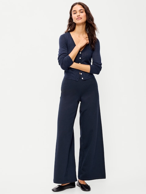 High-Waisted Fleece Wide-Leg Leggings