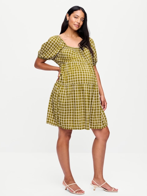 Maternity Short-Sleeve Swing Mini Dress