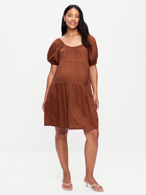 Maternity Short-Sleeve Swing Mini Dress