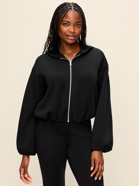 Bounce Fleece Bubble-Hem Hoodie Sweatshirt
