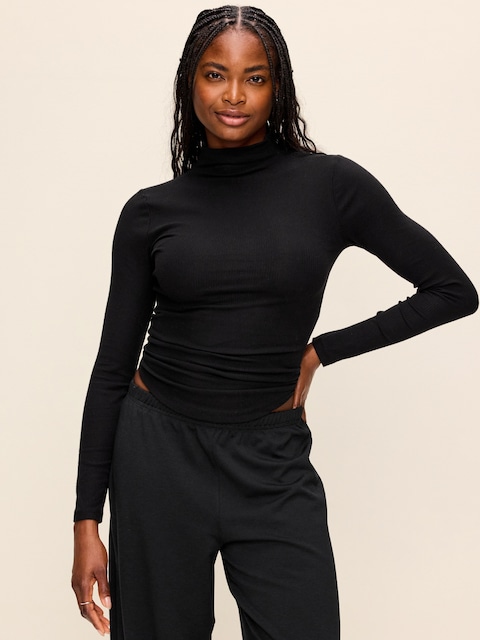 CloudLite Long-Sleeve Ribbed Turtleneck T-Shirt