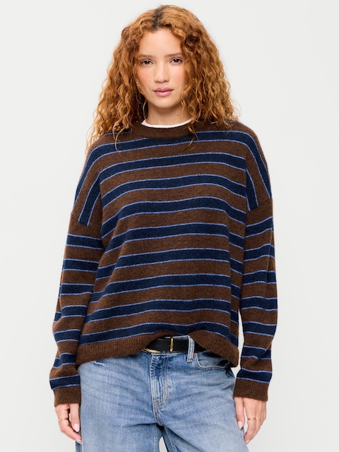 Loose Wool-Blend Crew-Neck Sweater