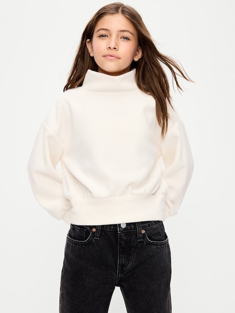 Long-Sleeve Mock-Neck Microfleece Top for Girls